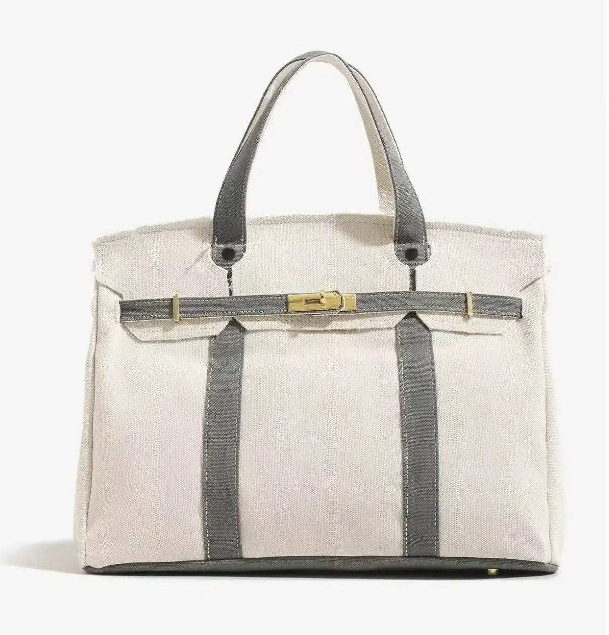 2026 New Arrival Canvas Tote Bag for Women Luxurious Niche Design Color-Blocked Handbag Spacious Commuter Tote Versatile Everyday Bag with Intentional Distressed Look & Lightweight Material