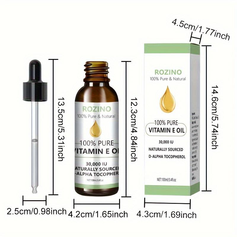 Rozino 100% Pure Natural Vitamin E Oil - Safe & Sustainable Formula Serums Skin Repair body oil lemon balm jojoba oil levanta batana oil dry body oil curly  hair  oil  treatment