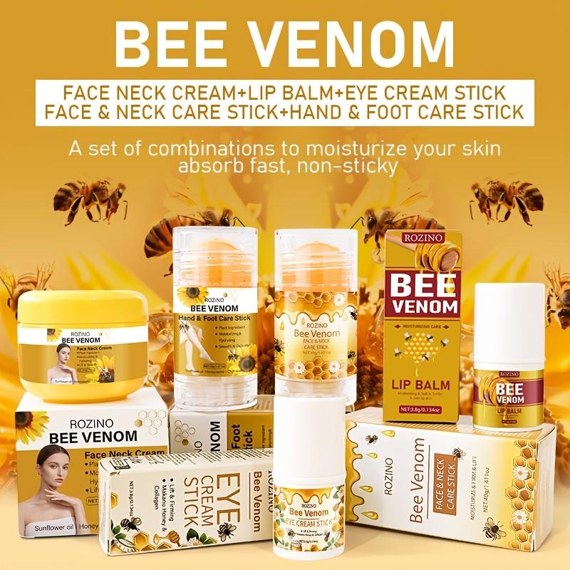 ROZINO 5-Piece Honey Skincare Set — Including Eye Cream Stick, Lip Balm, Face & Neck Cream, Hand & Foot Cream, Infused with Natural Extracts for Moisturizing and Hydrating, Leaving Skin Smooth and Radiant