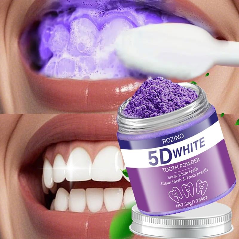 ROZINO 5D White Tooth Powder - Snow White Teeth & Fresh Breath - Activated Carbon Formula - No Sensitivity - Dental Care Solution