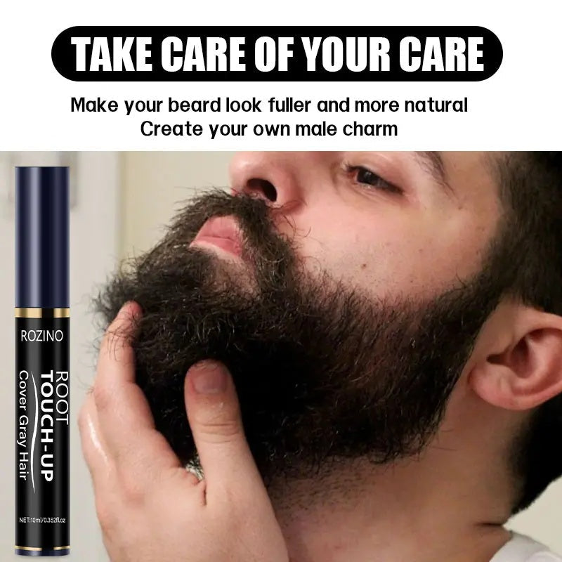 Rozino Beard Root Touch-Up - Covers Gray Hair, Gentle & Skin Friendly, Fast Application, Natural Film-Forming Formula, Smooth Silky Paste for Rich Beards
