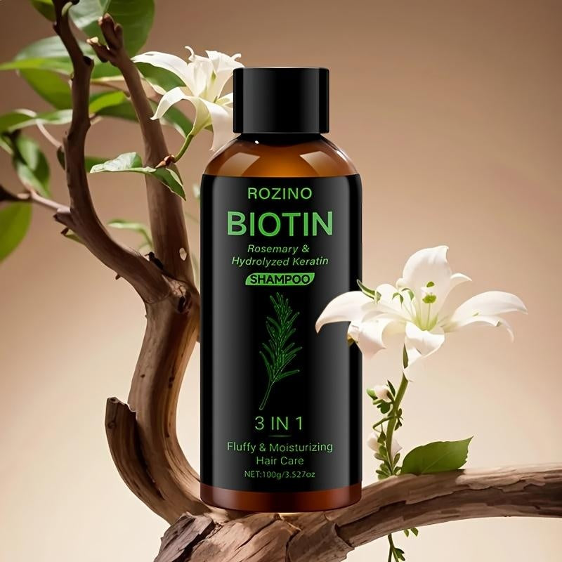 Rozino Biotin Rosemary Shampoo: 3 - in - 1 with Hydrolyzed Keratin for Premium Hair Care