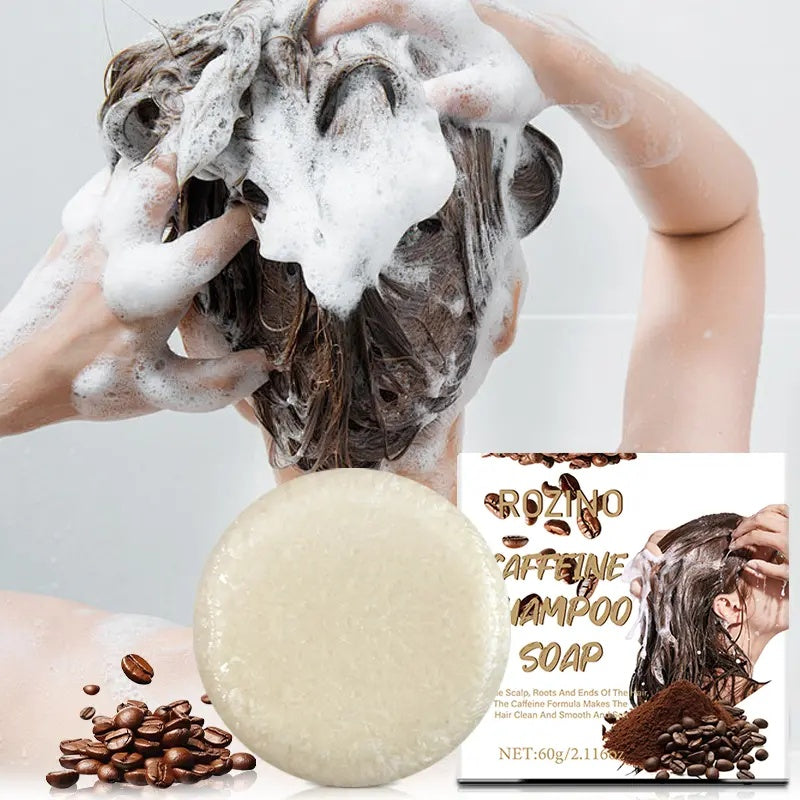 ROZINO Caffeine Shampoo Soap - Deep Cleansing for Scalp Hair Loss, Organic Hair Oil Control, Solid Shampoo for Hair Growth, Refreshing & Hydrating Soap, 60g