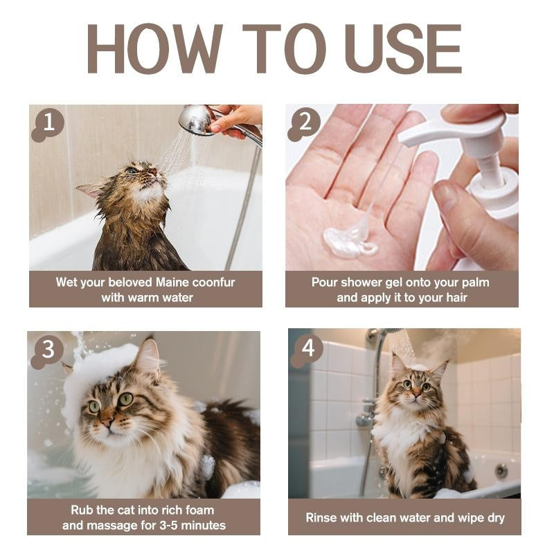 ROZINO Maine Coon Cat - Specific Shampoo (Oat Nourishing/Gentle Cleansing/Brighten Fur)