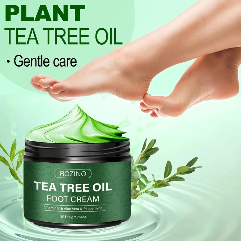 [Two sets]ROZINO Tea Tree Oil Foot Cream, Warming Cream —— Suitable for calluses, dry and cracked feet, hands, heels, elbows, nails and knees —— Softens and moisturizes the skin