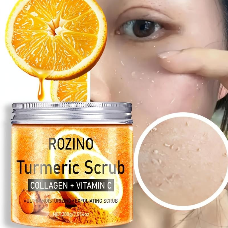 Ultra - Moisturizing & Exfoliating! Rozino Turmeric Scrub, Boosted by Collagen & Vitamin C
